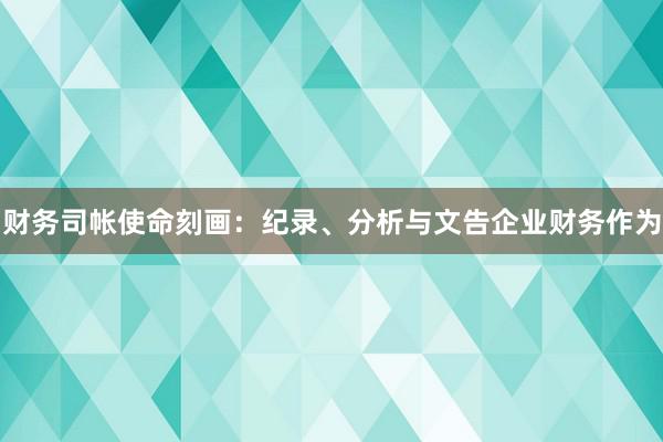 财务司帐使命刻画：纪录、分析与文告企业财务作为