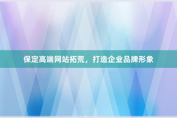 保定高端网站拓荒，打造企业品牌形象